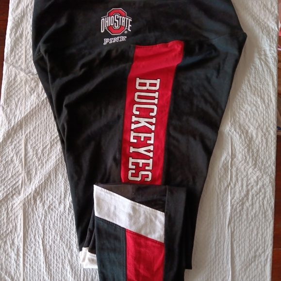 Victoria's Secret "PINK" Ohio State Buckeyes Black Ankle Leggings - Picture 1 of 7
